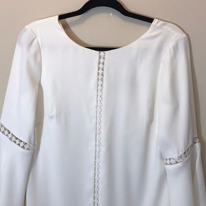 White House Black Market Cream Bell Sleeve Dress